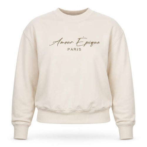 George Women Beige Amour Epique Paris Pullover Sweatshirt Size S 8-10