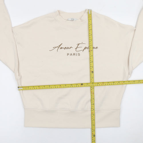 George Women Beige Amour Epique Paris Pullover Sweatshirt Size S 8-10
