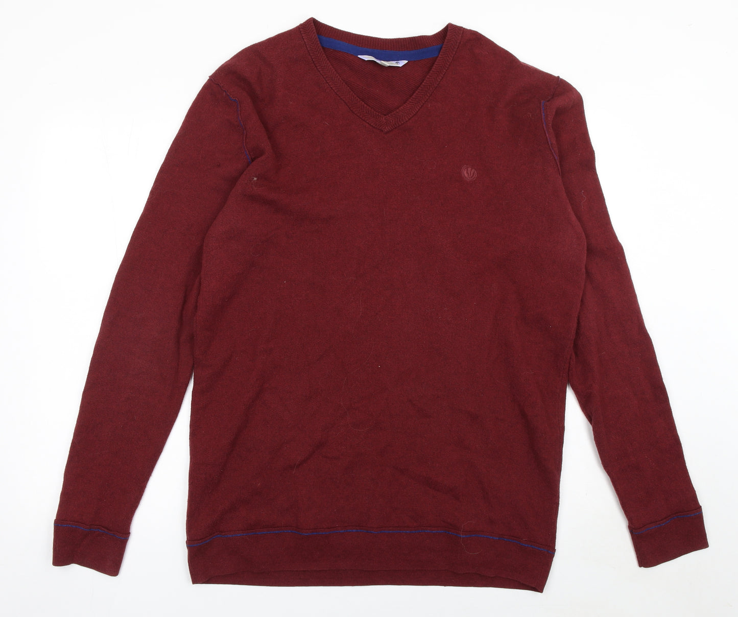 Clarks Originals Men's Red XL V-Neck Cotton Wool Jumper