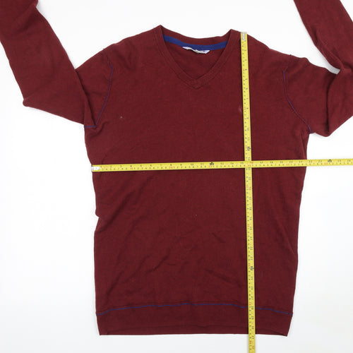 Clarks Originals Men's Red XL V-Neck Cotton Wool Jumper