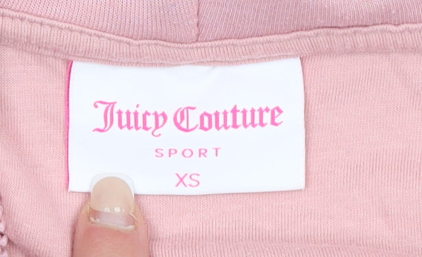 Juicy Couture Women Pink XS Full Zip Hoodie Sport Logo Embroidered