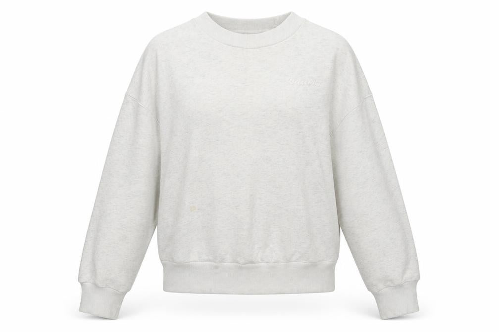 Front view of All Fenix Women's Grey Crew Neck Pullover Sweatshirt, size S