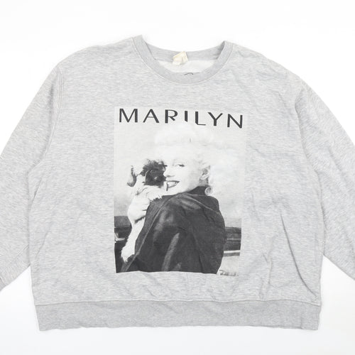 H&M Men's Grey Marilyn Graphic Print Pullover Sweatshirt XL