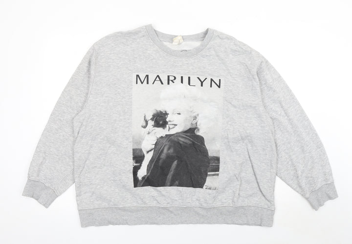 H&M Men's Grey Marilyn Graphic Print Pullover Sweatshirt XL