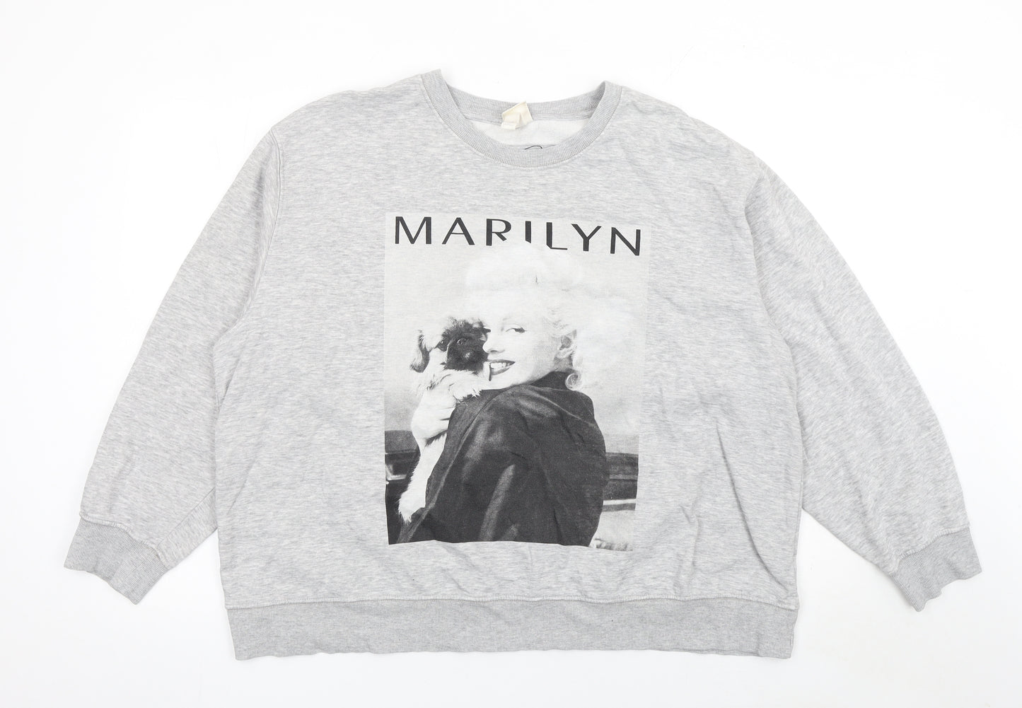 H&M Men's Grey Marilyn Graphic Print Pullover Sweatshirt XL