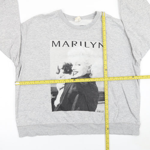 H&M Men's Grey Marilyn Graphic Print Pullover Sweatshirt XL