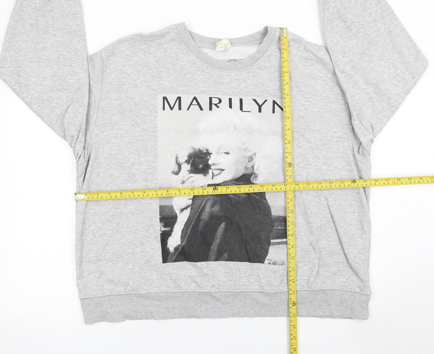 H&M Men's Grey Marilyn Graphic Print Pullover Sweatshirt XL