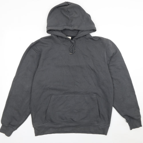 River Island Men's Grey Pullover Hoodie Size M Fleece Cotton Blend