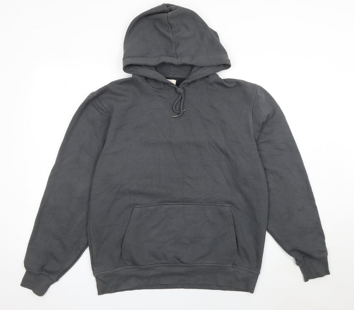 River Island Men's Grey Pullover Hoodie Size M Fleece Cotton Blend