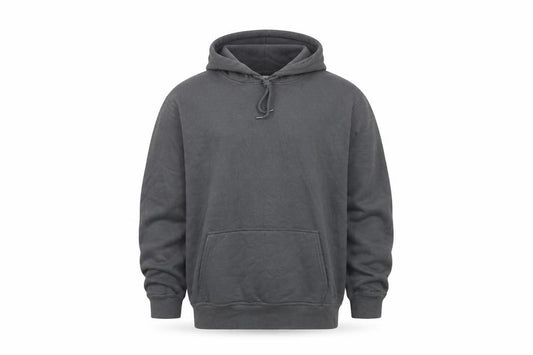 Front view of River Island Men's Grey Pullover Hoodie, size M, Fleece Cotton Blend