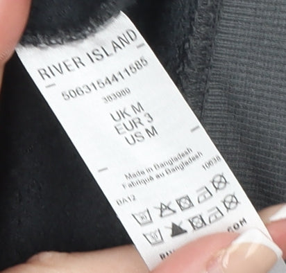 River Island Men's Grey Pullover Hoodie Size M Fleece Cotton Blend