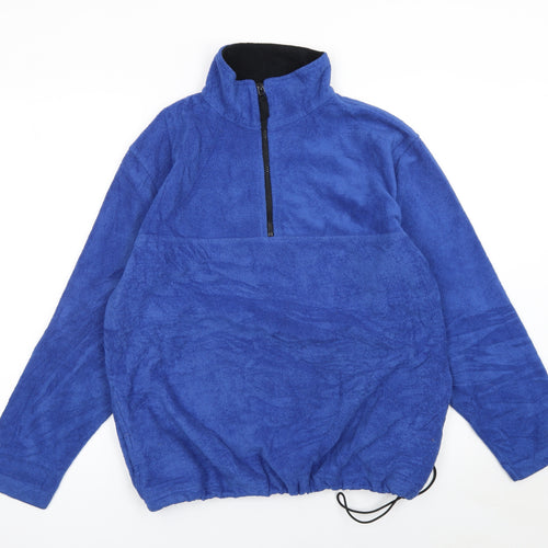 Kikomo Men's Blue Fleece 1/4 Zip Pullover Sweatshirt M