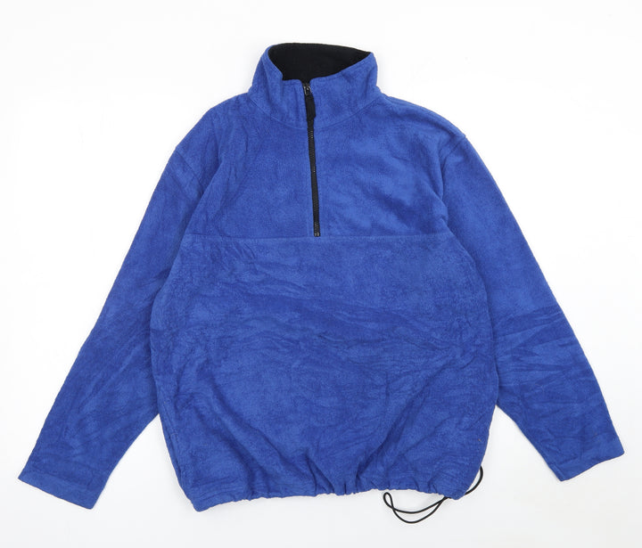 Kikomo Men's Blue Fleece 1/4 Zip Pullover Sweatshirt M
