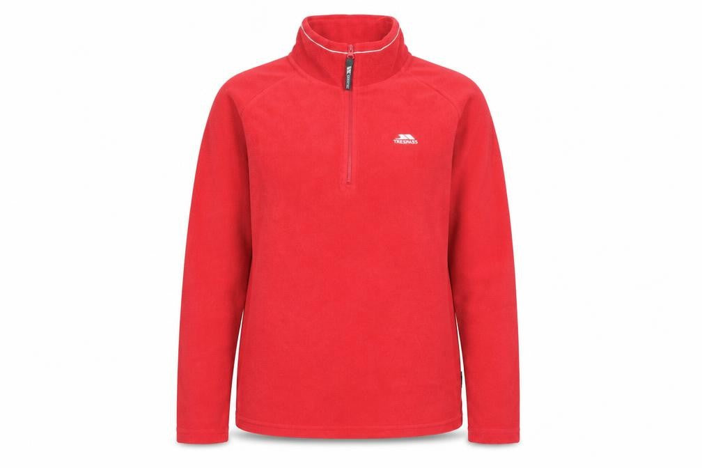 Front view of Trespass Women Red Fleece Pullover 1/2 Zip Sweatshirt, size L