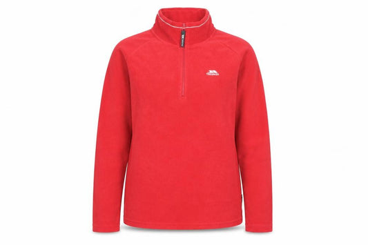 Front view of Trespass Women Red Fleece Pullover 1/2 Zip Sweatshirt, size L