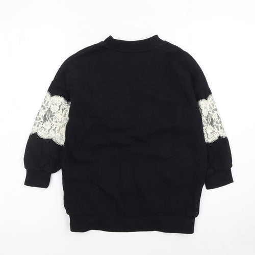 Marks and Spencer Girls Black Paris Lace Pullover Sweatshirt 7 Years