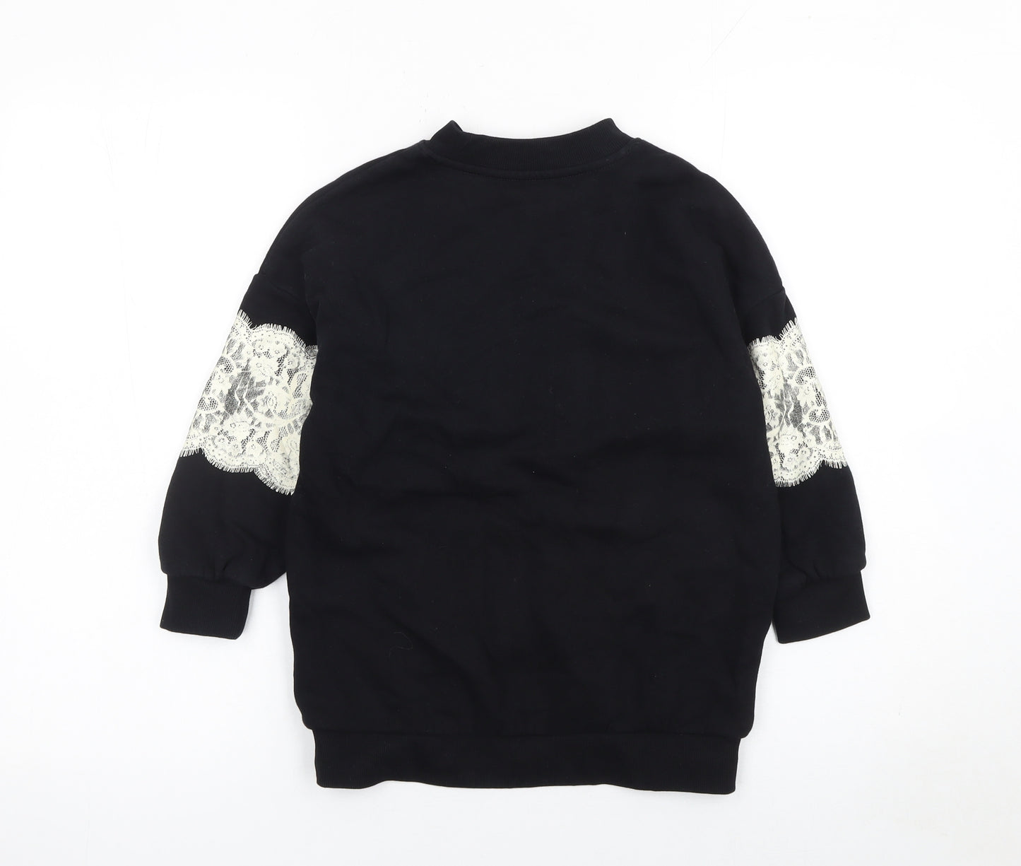 Marks and Spencer Girls Black Paris Lace Pullover Sweatshirt 7 Years