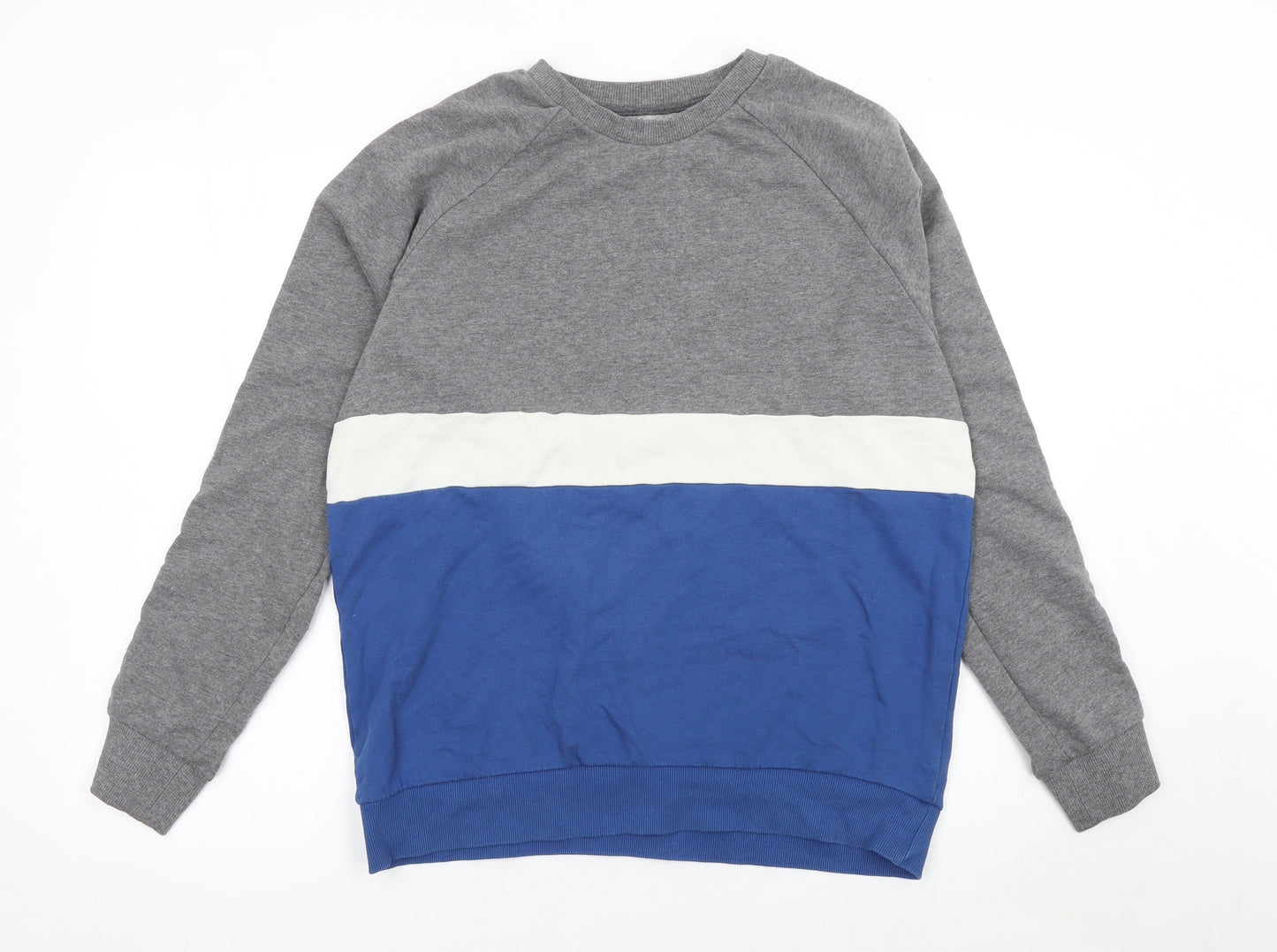 Topman Men’s Grey Blue Colour Block Crew Neck Sweatshirt Size L