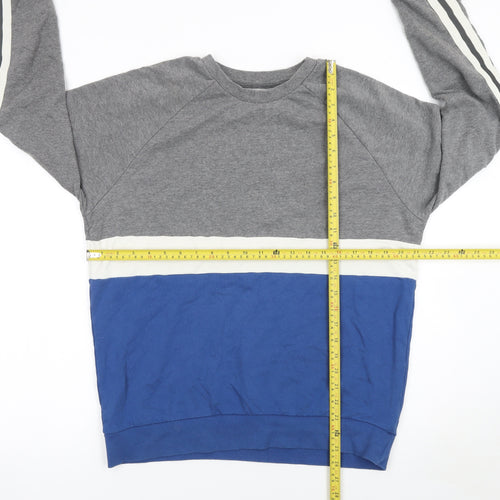 Topman Men’s Grey Blue Colour Block Crew Neck Sweatshirt Size L