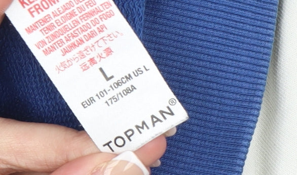 Topman Men’s Grey Blue Colour Block Crew Neck Sweatshirt Size L