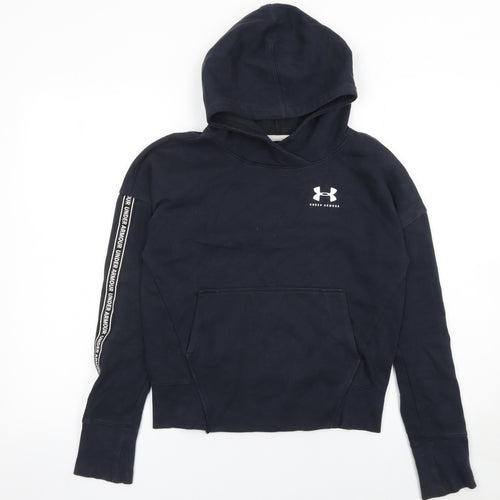 Under Armour Boys Black YLG Fitted Pullover Hoodie with Logo Trim
