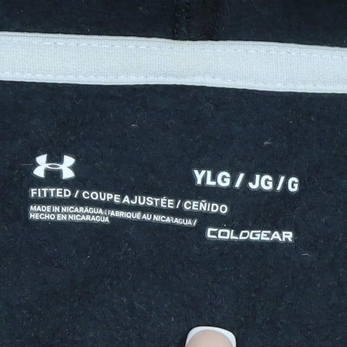 Under Armour Boys Black YLG Fitted Pullover Hoodie with Logo Trim