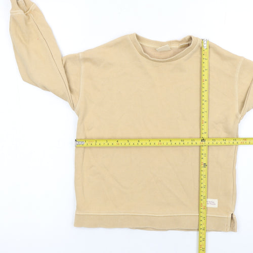 ZARA Girls Beige Cotton Blend Pullover Sweatshirt 5-6 Years Casual Crew Neck