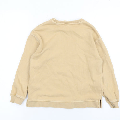 ZARA Girls Beige Cotton Blend Pullover Sweatshirt 5-6 Years Casual Crew Neck