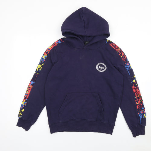 Hype Boys Blue Hoodie 13 Years Pullover Graphic Print Logo Hooded Jumper