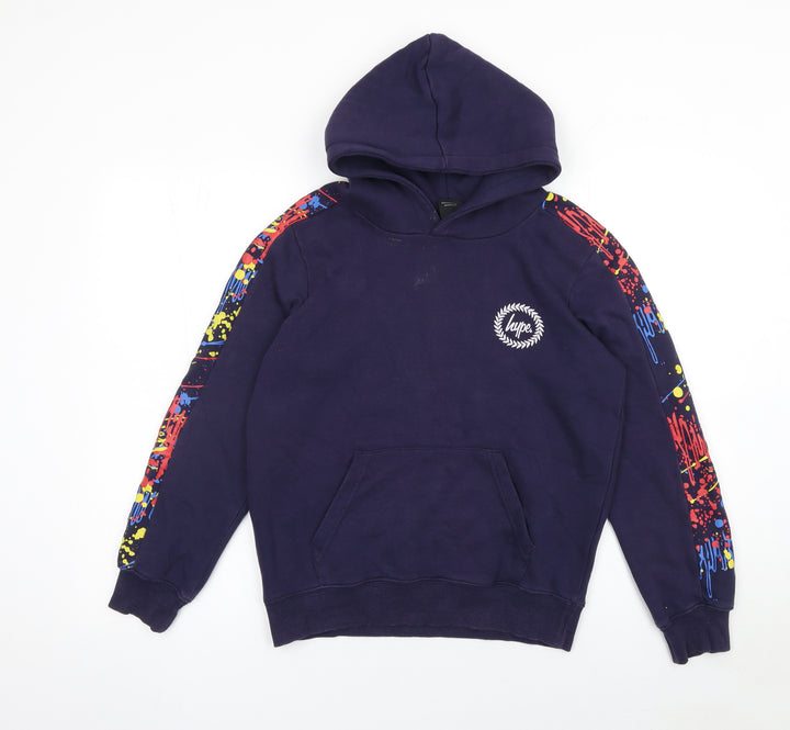 Hype Boys Blue Hoodie 13 Years Pullover Graphic Print Logo Hooded Jumper