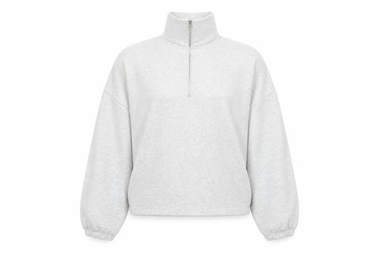 Front view of Primark Women’s Grey 1/2 Zip Relaxed Fit Sweatshirt XS UK 6/8