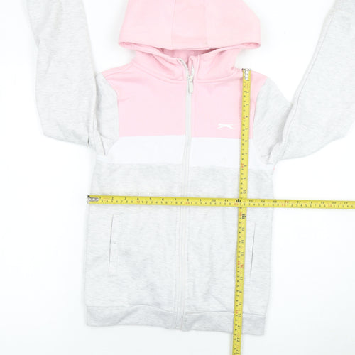 Slazenger Girls Pink & Grey Full Zip Hoodie 11-12 Years Colourblock Design