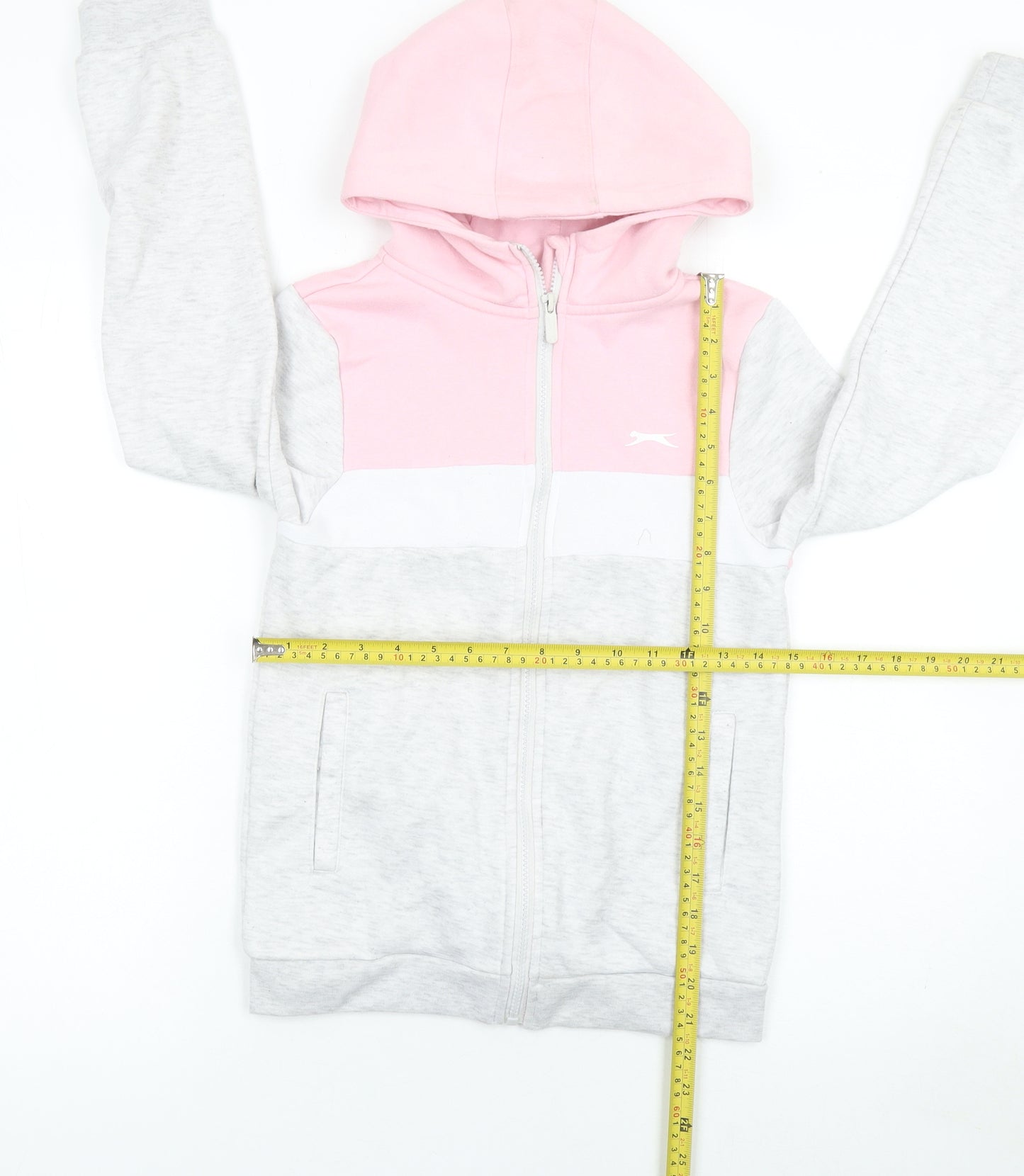 Slazenger Girls Pink & Grey Full Zip Hoodie 11-12 Years Colourblock Design