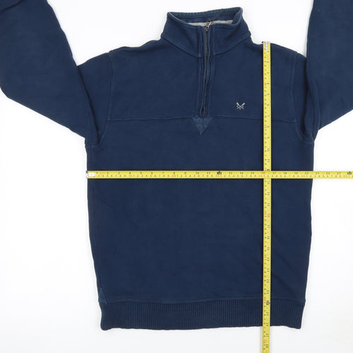Crew Clothing Co. Men's Blue 1/4 Zip Cotton Sweatshirt Size S