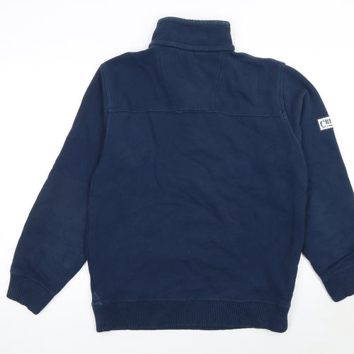 Crew Clothing Co. Men's Blue 1/4 Zip Cotton Sweatshirt Size S