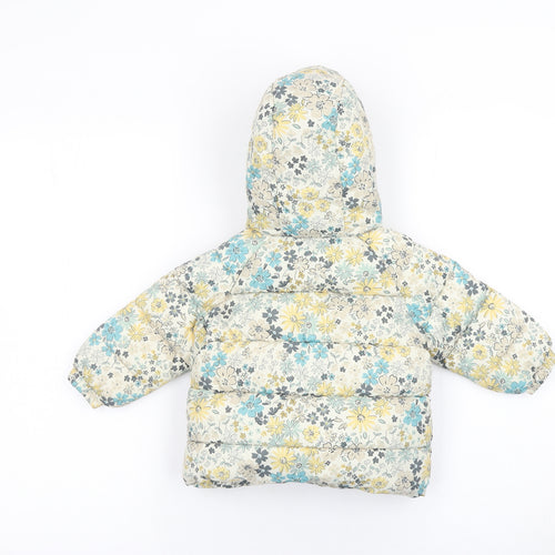 George Unisex Baby Multicoloured Floral Puffer Coat 6-9 Months Hooded Winter