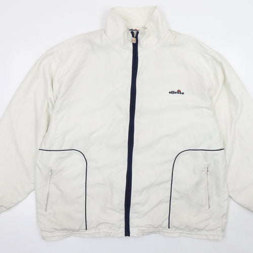 Ellesse Mens White XL Windbreaker Jacket Retro Sports Polyester