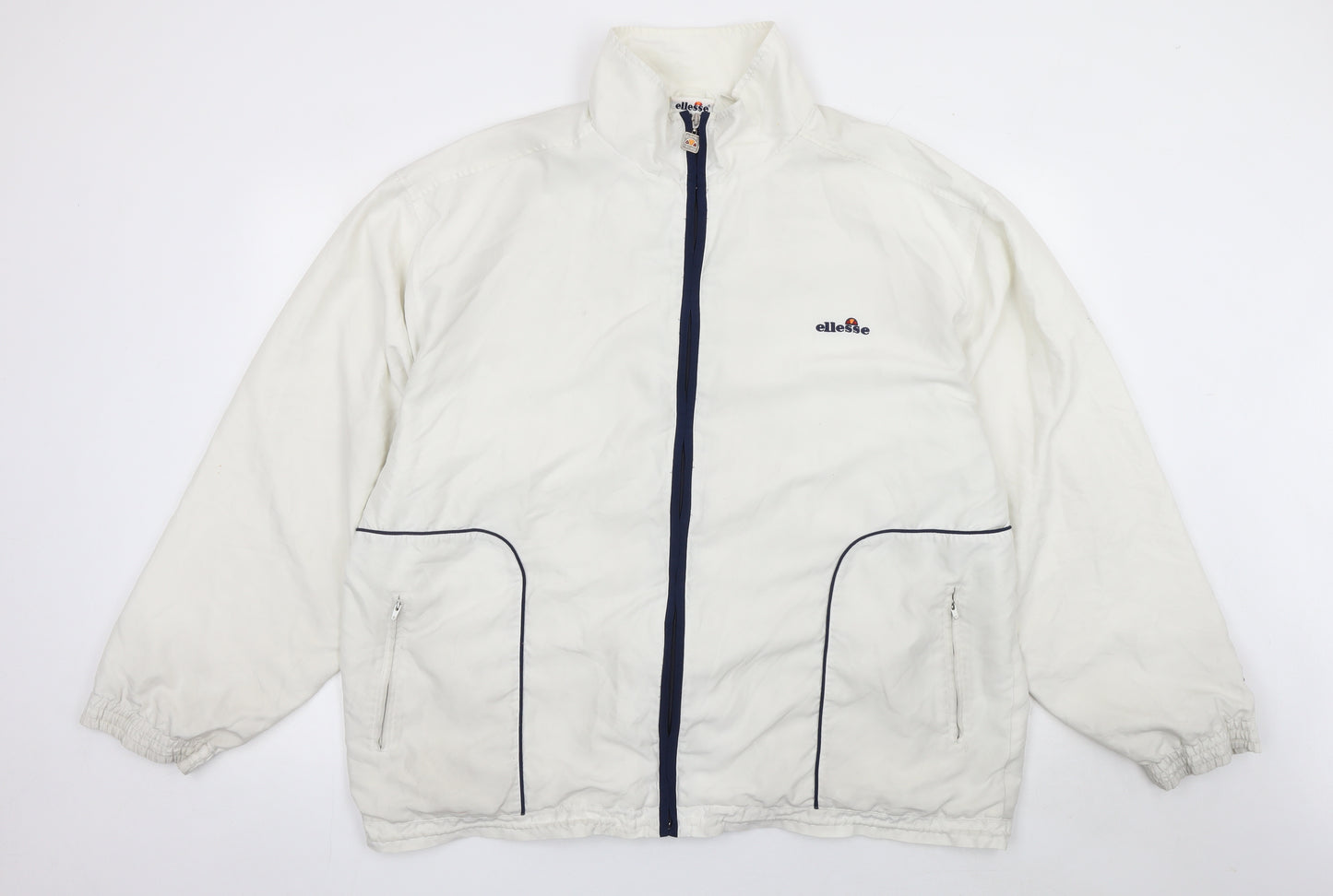 Ellesse Mens White XL Windbreaker Jacket Retro Sports Polyester