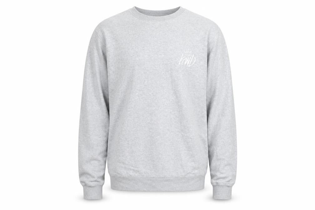 Front view of Kings Will Dream Men's Grey Crew Neck Pullover Sweatshirt, size M