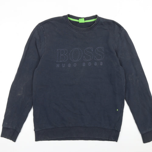 Hugo Boss Men's Blue Crew Neck Cotton Sweatshirt Size S