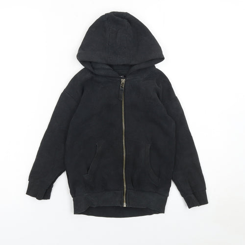 Next Boys Black Full Zip Hoodie Size 5 Years Fleece Cotton Blend