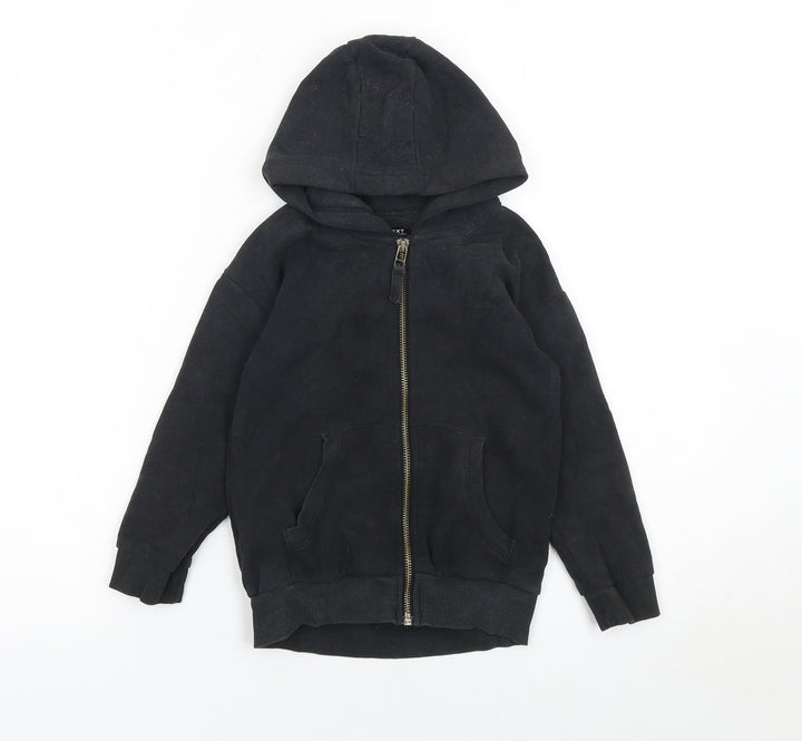 Next Boys Black Full Zip Hoodie Size 5 Years Fleece Cotton Blend