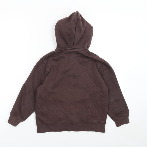ZARA Boys Brown 7-8 Years Cotton Fleece Henley Hoodie