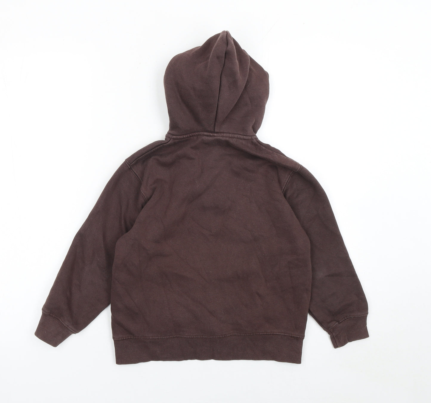 ZARA Boys Brown 7-8 Years Cotton Fleece Henley Hoodie