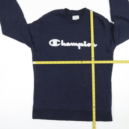 Champion Men's Blue Pullover Sweatshirt S Logo Crew Neck
