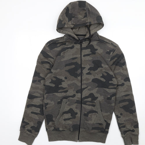 F&F Men's Green Camouflage Full Zip Hoodie Size S