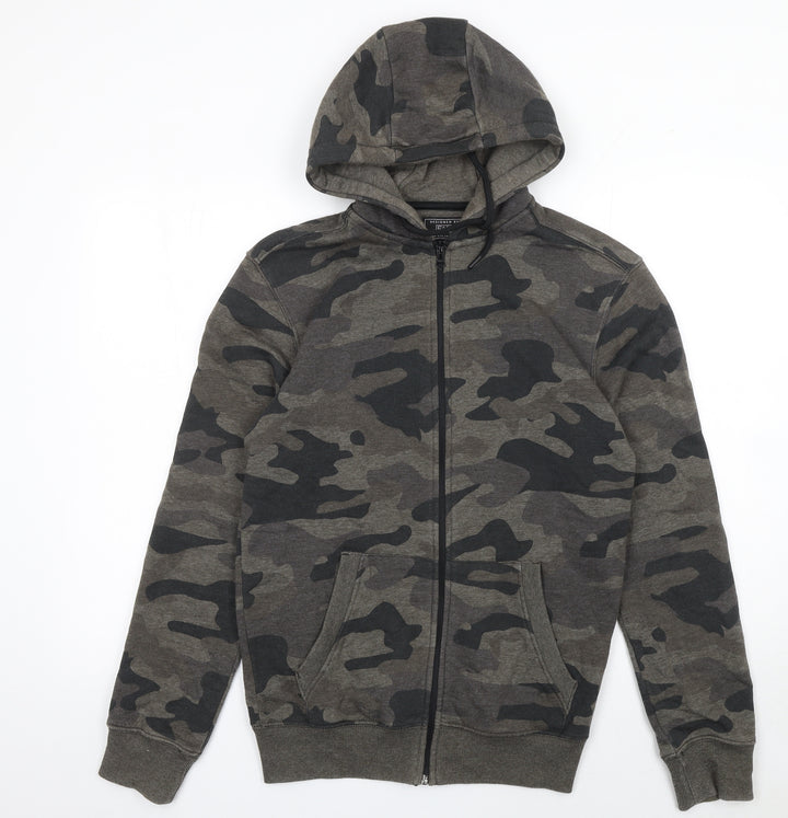 F&F Men's Green Camouflage Full Zip Hoodie Size S
