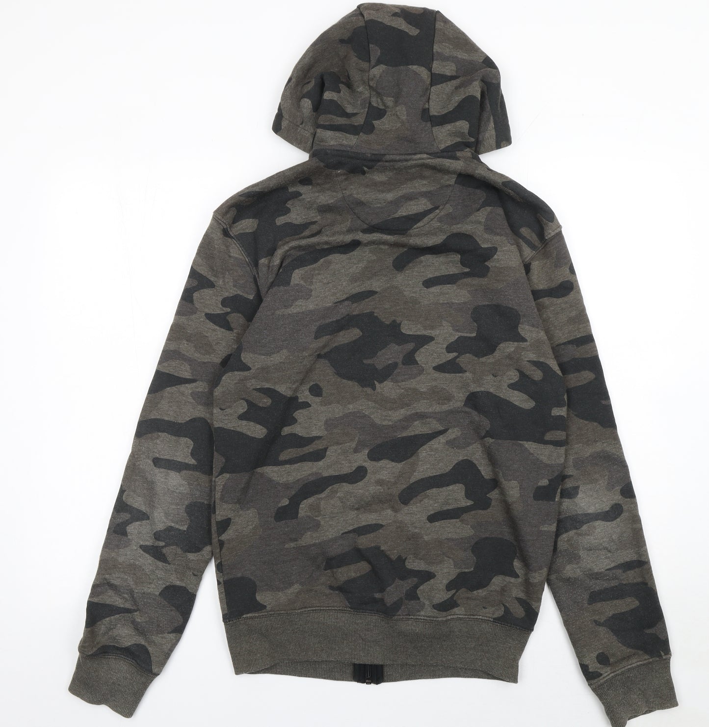 F&F Men's Green Camouflage Full Zip Hoodie Size S