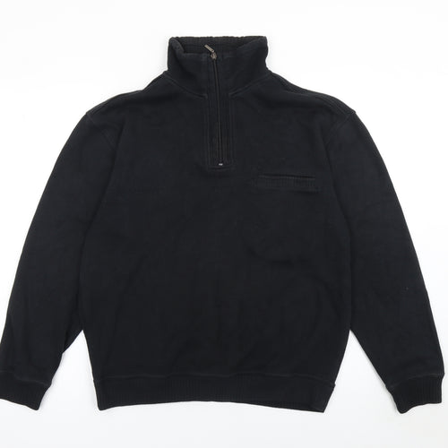 Pre End Men's Black Half Zip Fleece Sweatshirt M Regular Fit