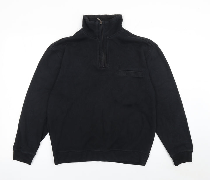 Pre End Men's Black Half Zip Fleece Sweatshirt M Regular Fit